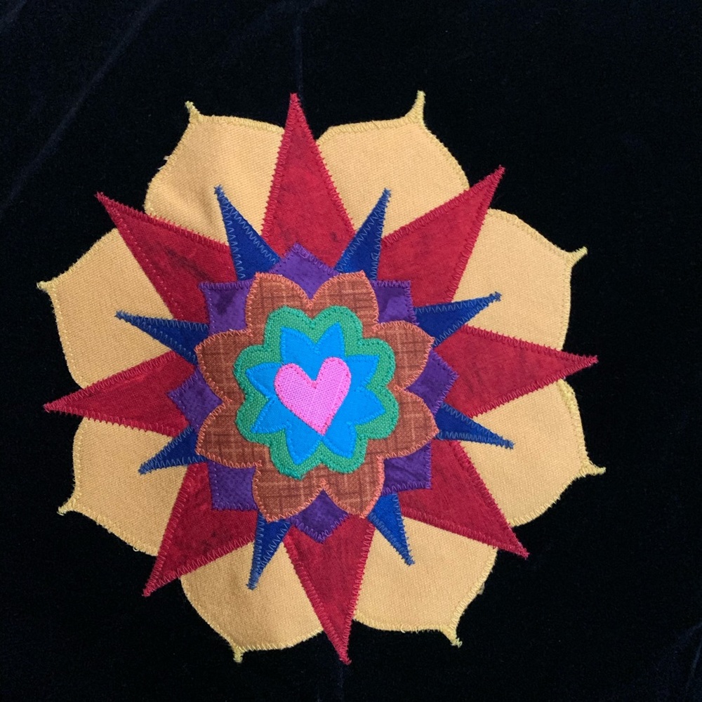 Black Velvet Blazer Mandala Patchwork Patch Love L - image 5